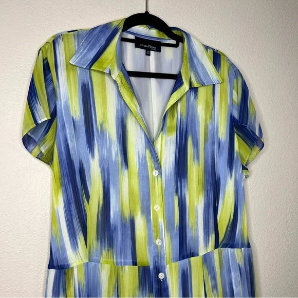 Evan Picone Blue and Green Patterned Dress - Picture 4 of 11